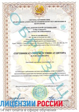 Образец сертификата соответствия аудитора Образец сертификата соответствия аудитора №ST.RU.EXP.00014299-2 Звенигород Сертификат ISO 14001